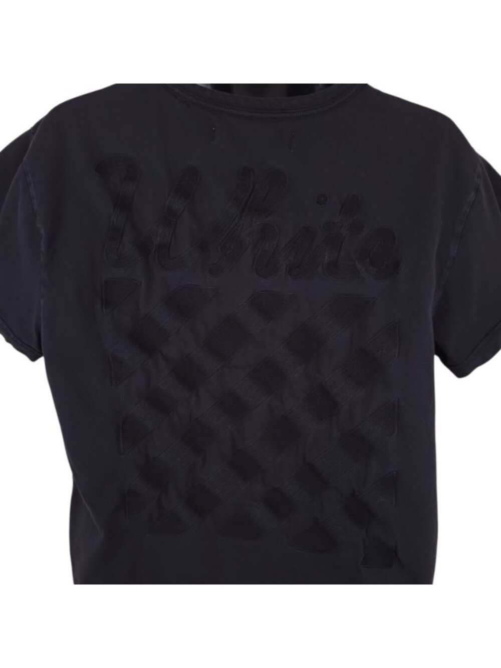 Off-White T Shirt Mens Size Small Black Embroidered OVERSIZED Fit Streetwear